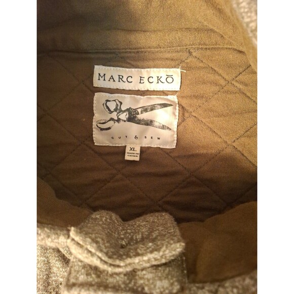 Marc Ecko Cut & Sew Mens XL Military-Like 1/4 Button Green Pullover Sweater - Picture 4 of 7